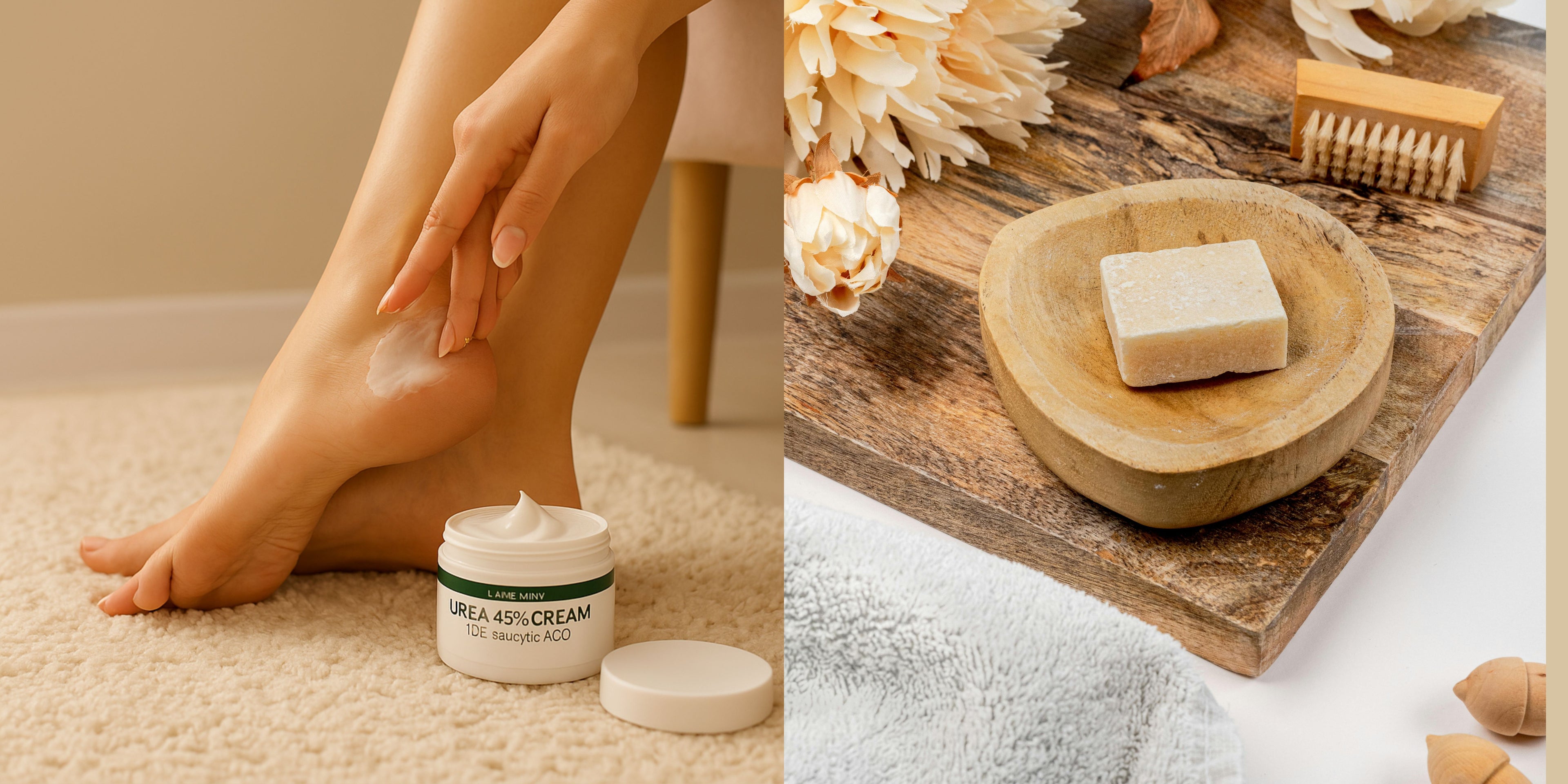 ✔️ Soin intensif pour les zones très sèches et craquelées
 ✔️ Réduction visible des crevasses & callosités dès la première semaine
 ✔️ Texture onctueuse et non grasse, parfum délicat
 ✔️ Pénètre en profondeur, sans laisser de film gras
 ✔️ Ingrédients naturels puissants : Aloe Vera, Huile d’arbre à thé, Sésame de sauge
 ✔️ Utilisation sur les pieds, mains, jambes – pour tous types de peau
votre soin pédicure à domicile